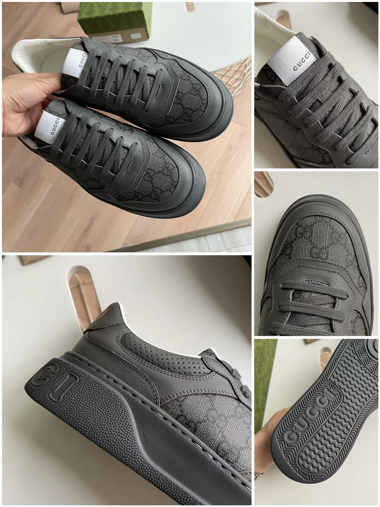 G's 🆕new thick-soled sneakers✔️designed sneakers are full of fun retro flavor. Gucci’s new collection continues to seek inspiration from daily life in other eras and incorporates the essence of current design to create refreshing designs. This sneaker is made of leather and GG canvas, decorated with Gucci details, showing the profound connotation of the brand logo〰️ Size: 35-40 (women) 38-45 (men) P hot style